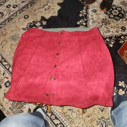 Cute Suede-like Button Up Skirt