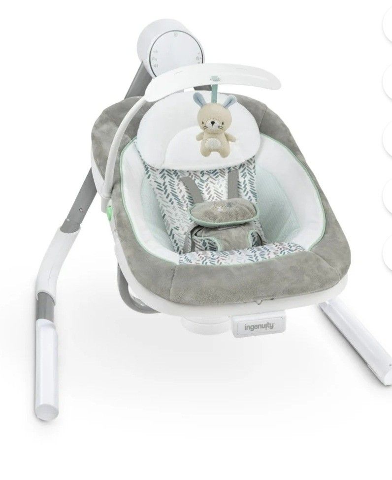 Ingenuity Anyway Sway Vibrating Portable Infant Baby Swing Spruce, Blue