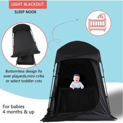 Blackout Tent for Pack and Play, Crib Blackout Cover, Baby Sleep Pod, Baby Crib