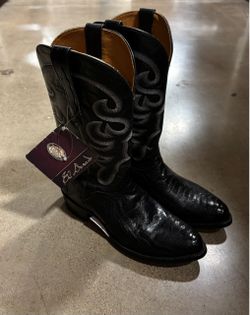 El Dorado Black Ostrich Skin Boots