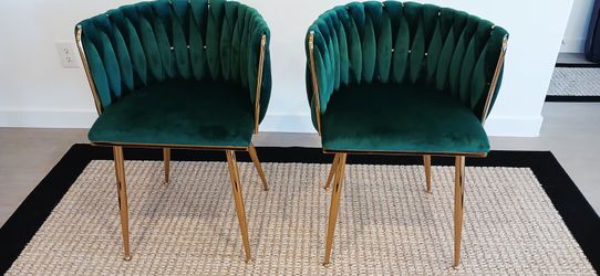 Green chairs details - Modern Emerald Green Accent Chairs - Set of 2 (Excellent Condition)