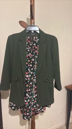 Floral shirt and green jacket