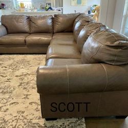 ❗Roleson Quarry Leather Sectional 2 Piece 🛋️Ashley Couch Real Leather 