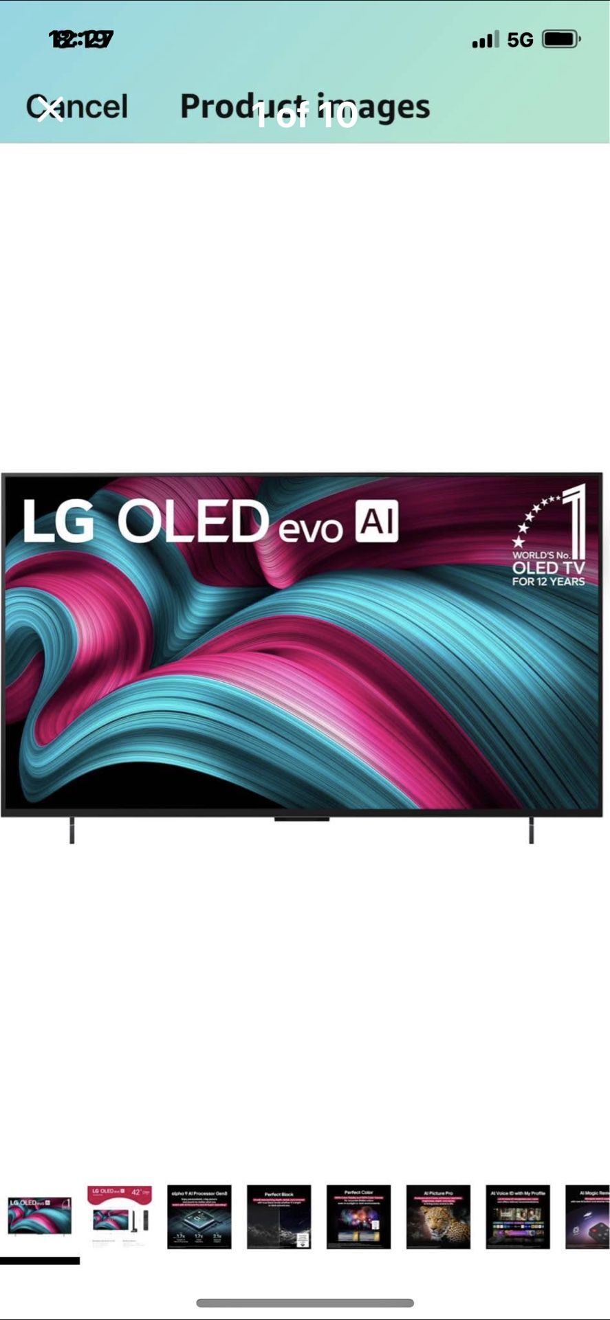 LG 42-Inch Class OLED evo AI 4K C5 Series Smart TV w/Dolby Atmos, Dolby Vision, HDR10, AI Super Upscaling 4K, Filmmaker Mode, Wow Orchestra, Alexa Bui