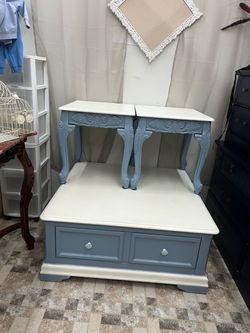 Painted Blue and White Furniture Set – 3 Pieces