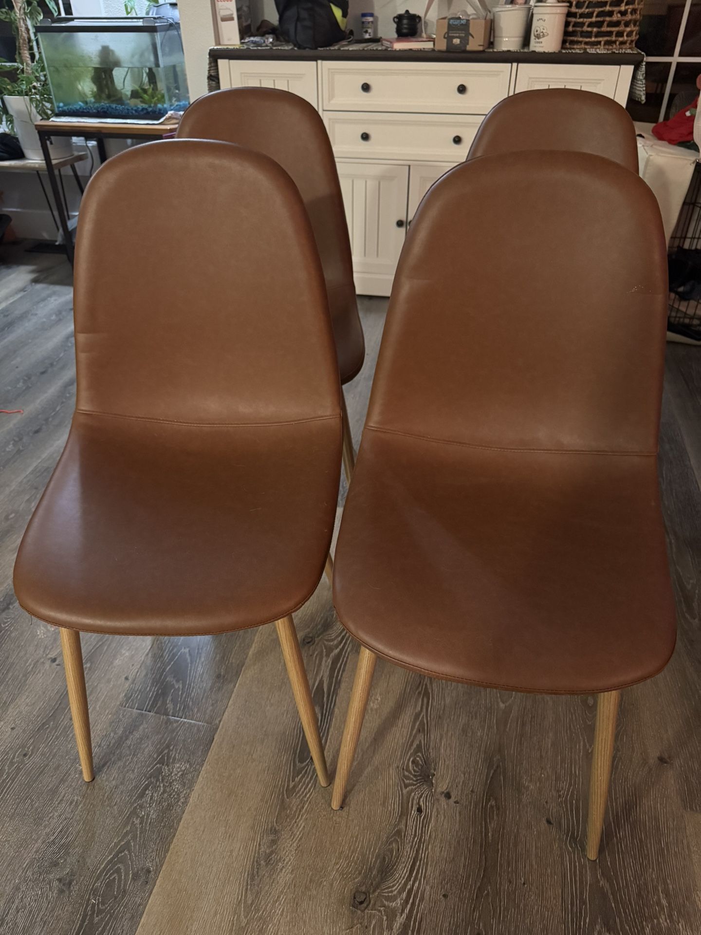 Faux Leather And Metal Chair Set