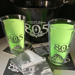 🎁 805 Gift Pack Ice Bucket Beer (2) Pint Glasses (12) Bar Coasters  