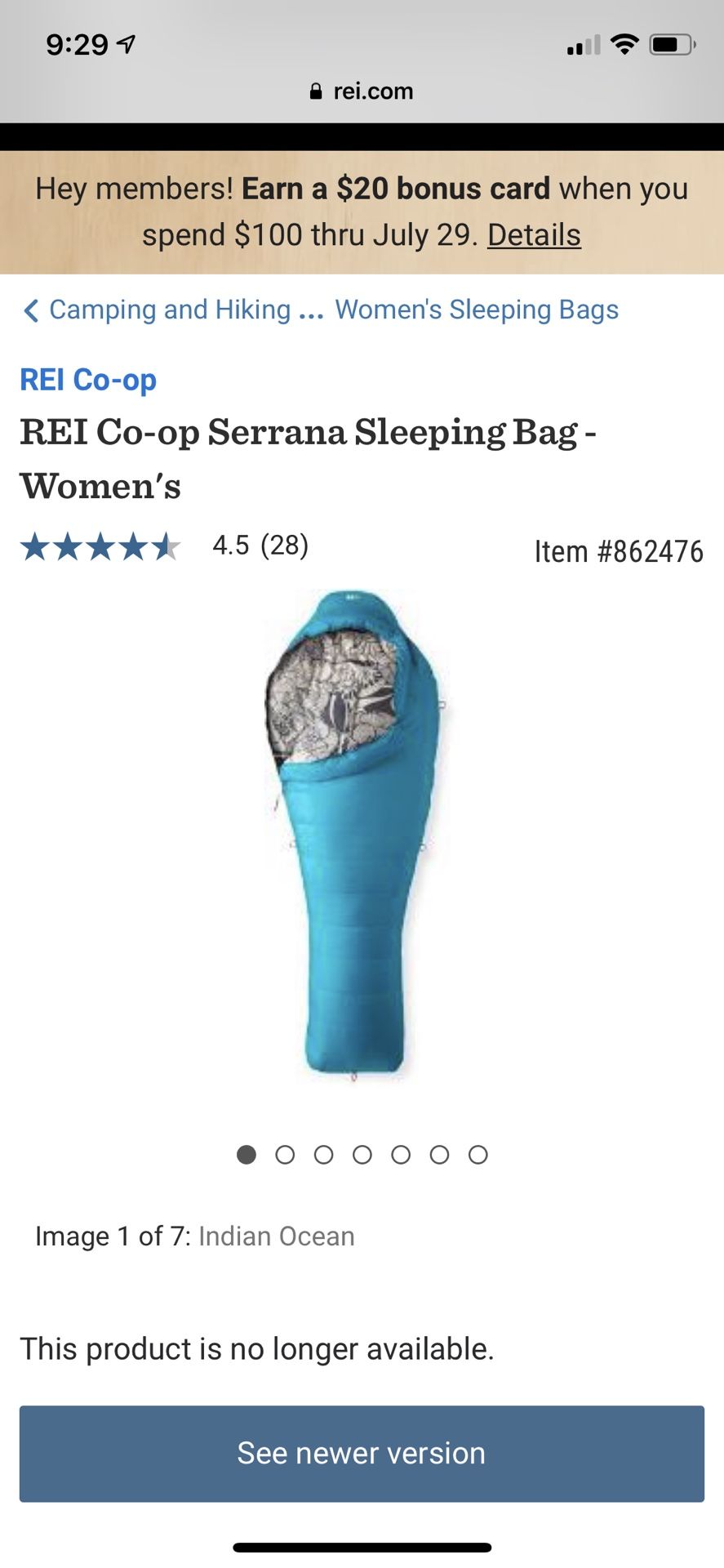 REI co-op Serrana sleeping bag - women regular
