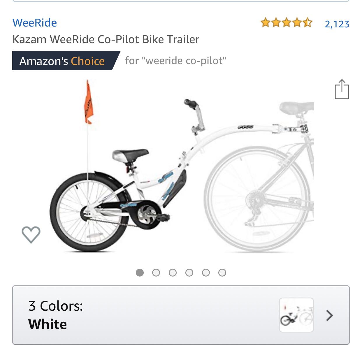 Kazam WeeRide Co-Pilot Bike Trailer white