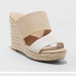 A New Day Shoes |Adelina Espadrille Wedges | Color: Cream/Tan | Size: 8.5