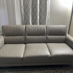 Grey Leather Couch Set 