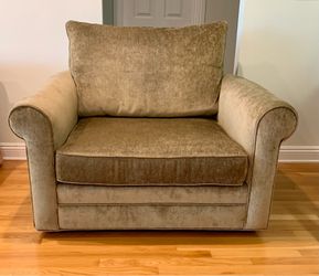 Large Easy Chair in a Soft Olive Green Chenille