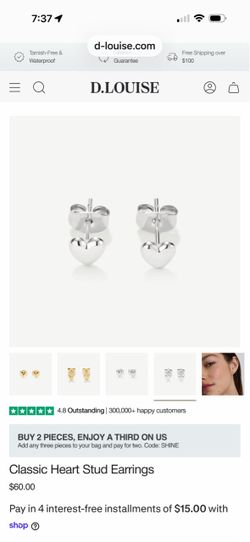 D.Louise Classic Heart Stud Earrings