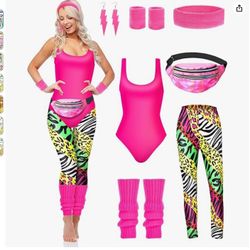 7 Pcs 80s Pink Costume, Small *BRAND NEW*