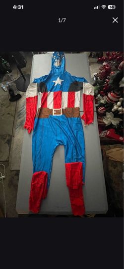 Adult Captain America Onesie Full Halloween Costume