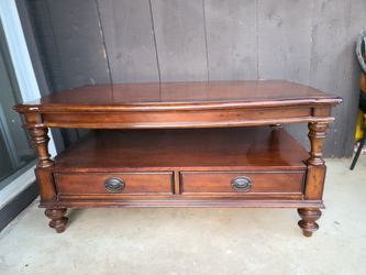 Real Wood Center Coffee With Drawers And Side Slide Out Wings/Writing Station