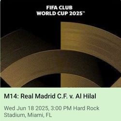 Tickets For Real Madrid C.F. Vs Al Hilal For Wednesday 18 At 3:00 p.m.