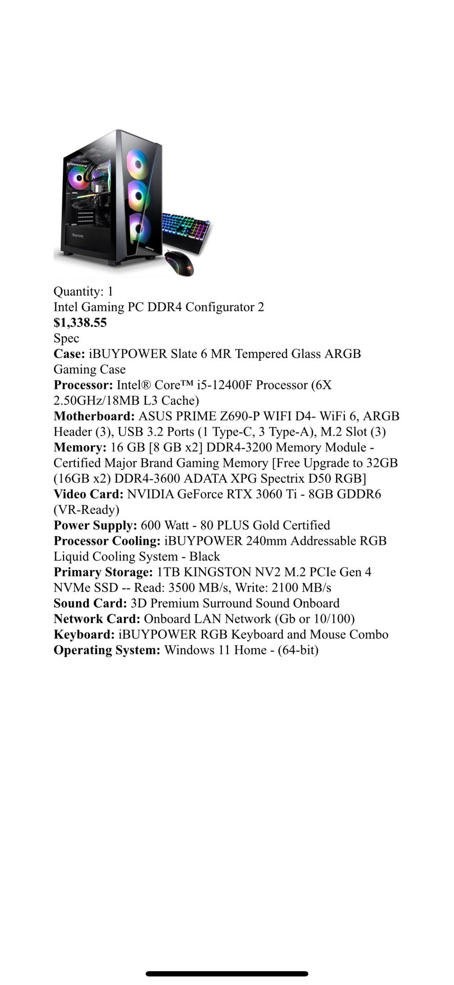 IBUYPOWER Custom Gaming Computer 