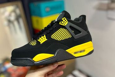Retro version of "Thunder Black and Yellow" retro-style basketball casual sports shoes