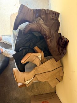 Knee high boots/and wedge heels