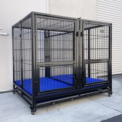 Brand New $280 X-Large 49” Heavy Duty Folding Dog Cage 49x38x43” Double-Door Kennel w/ Divider 