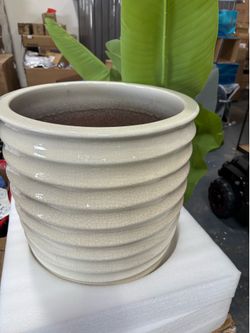 New. 17 Inch Large Ceramic Planter, Handmade Tall Plant Pots for Indoor Outdoor Plants, Decorative Flower Pot with Drainage Hole,