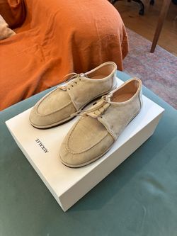 Auralee Cream Lace Up Boat Shoes