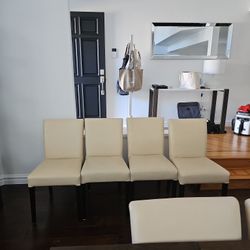 4 Crate And Barrel Ivory Lowe Dining Chair