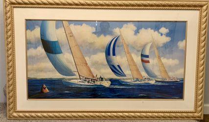 Hidden Mickey Mouse Disney Sailboat Wall Art Painting 64” x 39” Gary Miltimore