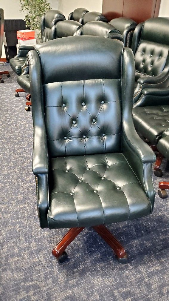 Green Leather Conference Chairs