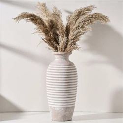 Ceramic Rustic Vase, Large Vintage Flower Vase, 14.4 Inch