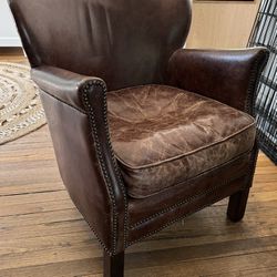 Restoration Hardware PROFESSOR'S LEATHER CHAIR WITH NAILHEADS