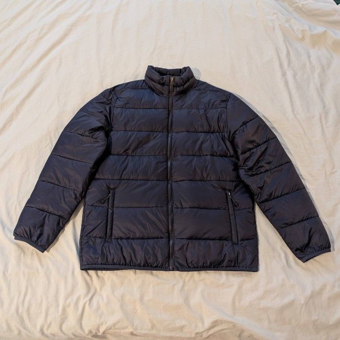 Swiss Tech Puffer Jacket Mens Medium Fits Like Large Navy Coat