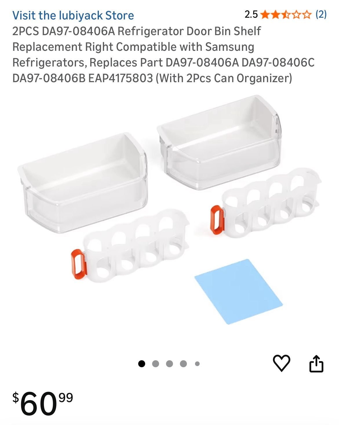 Replacement refrigerator door shelf 