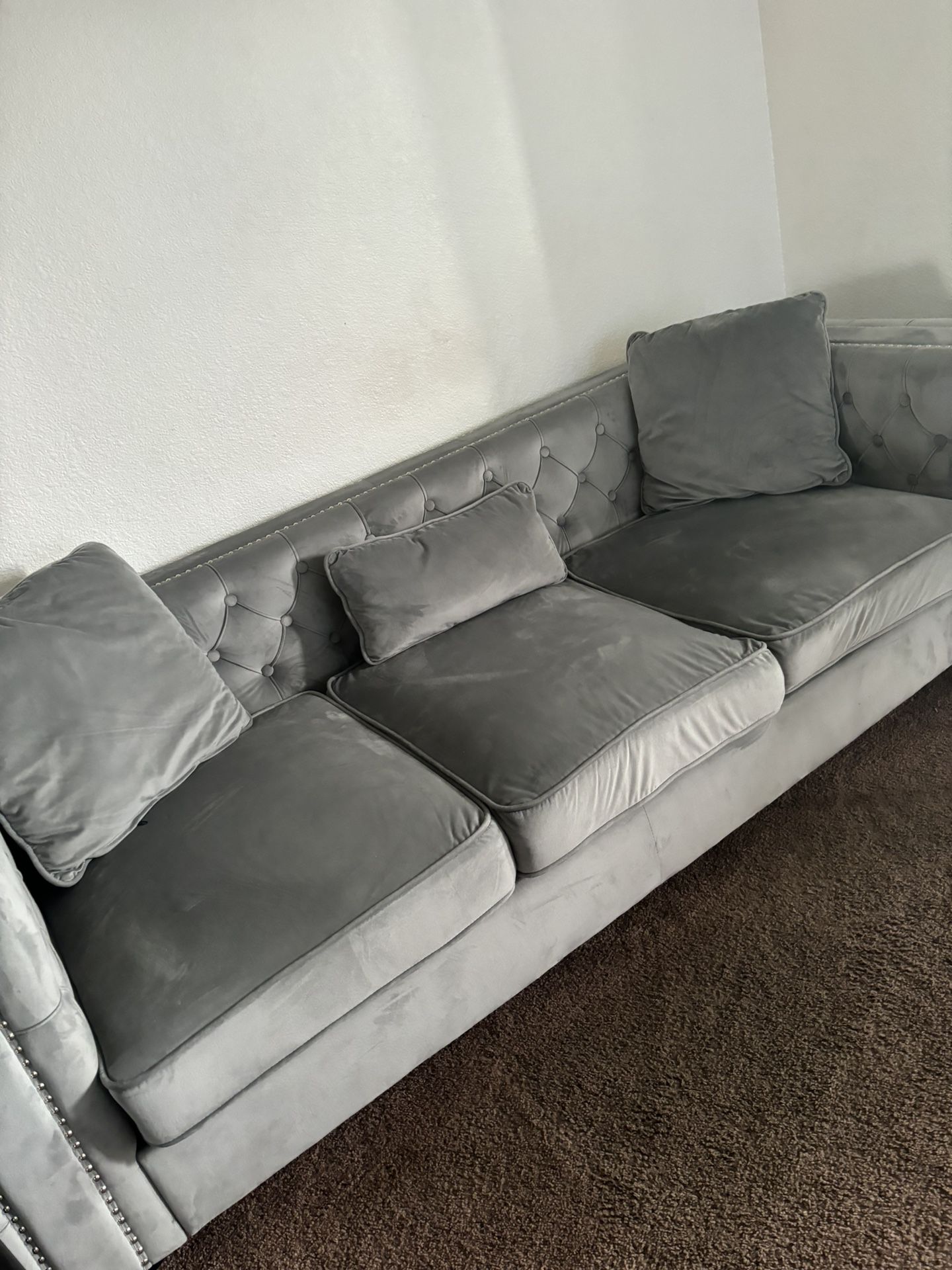 Grey Velvet couch 