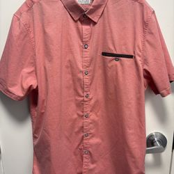 CRAFT+FLOW Pink Woven Cotton Short Sleeve Button-Up Shirt Men's XL