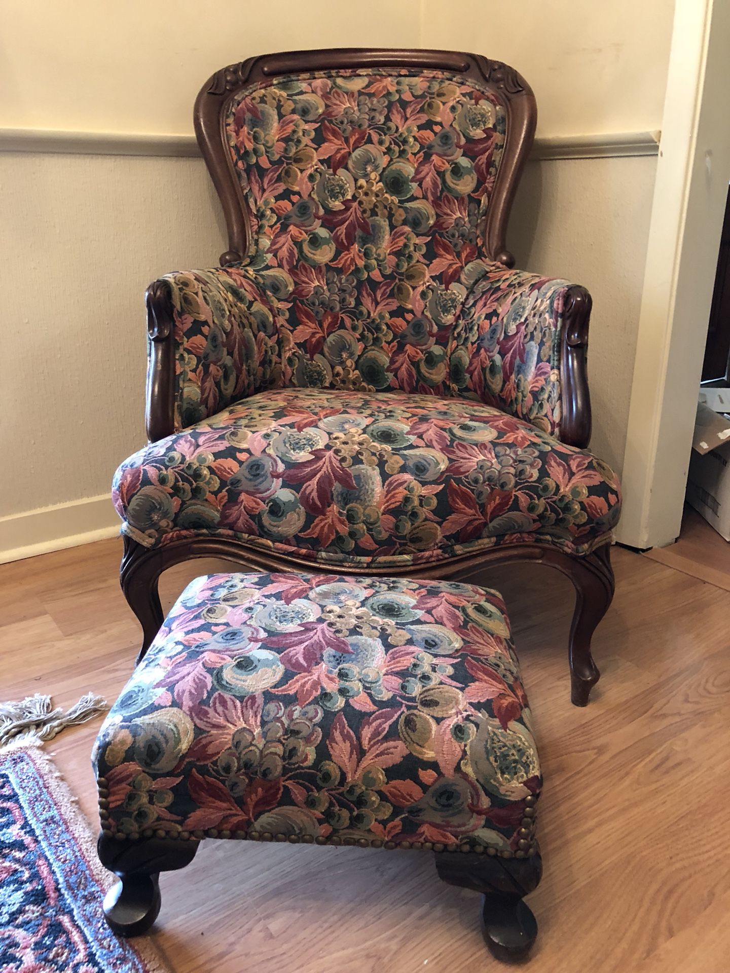 Antique Couch and chair with ottoman