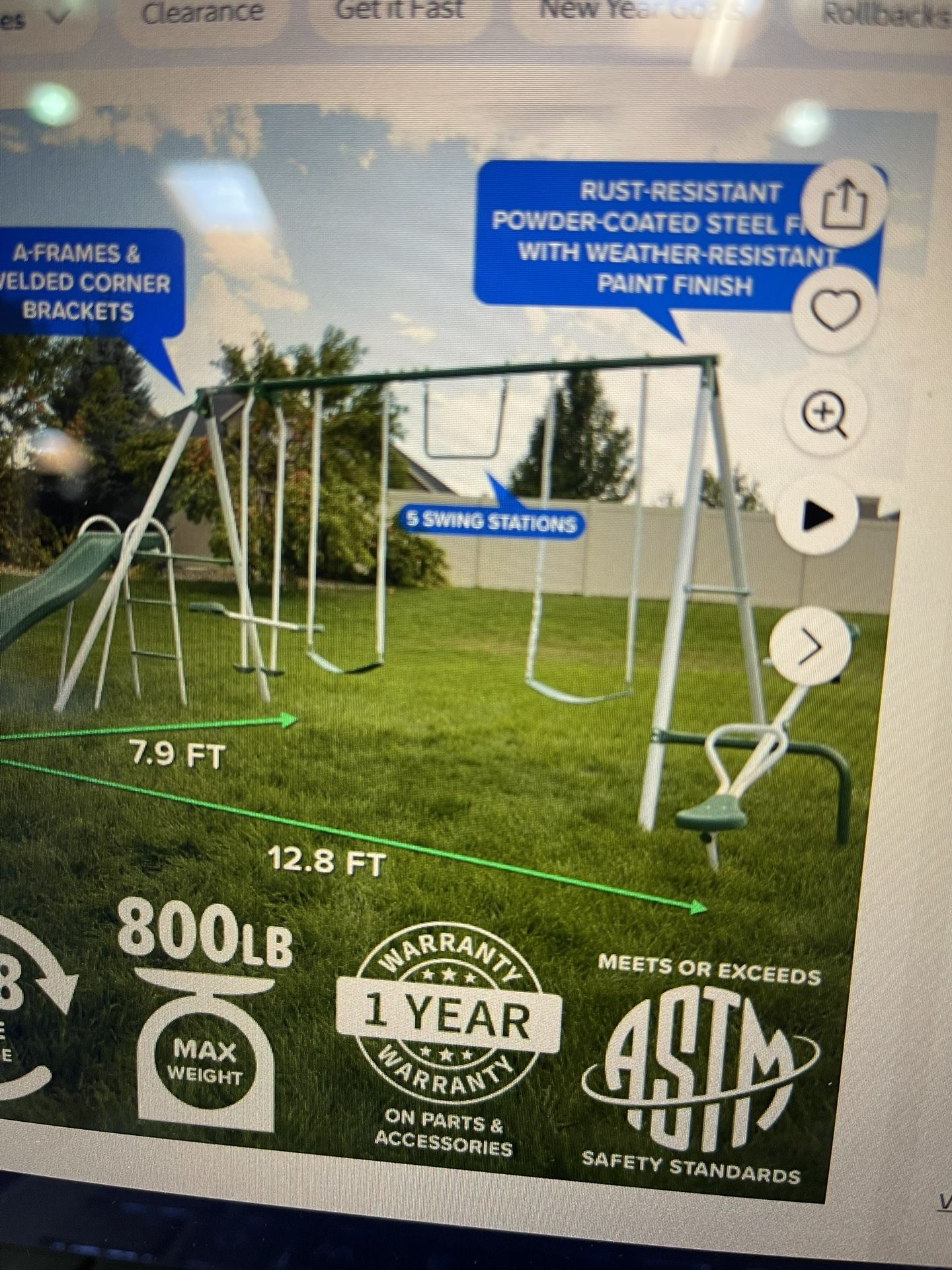 Swing Set For Up To 7 Kids