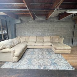 Beige Wrap Around Sectional Green Couch “WE DELIVER”