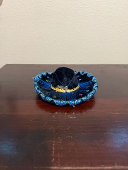 Vintage Mini Sombrero Made In Mexico Blue - See Pics