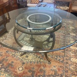 Beautiful Heavy Glass Table With Lazy Susan.