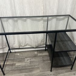Glass Desk 2 Shelves