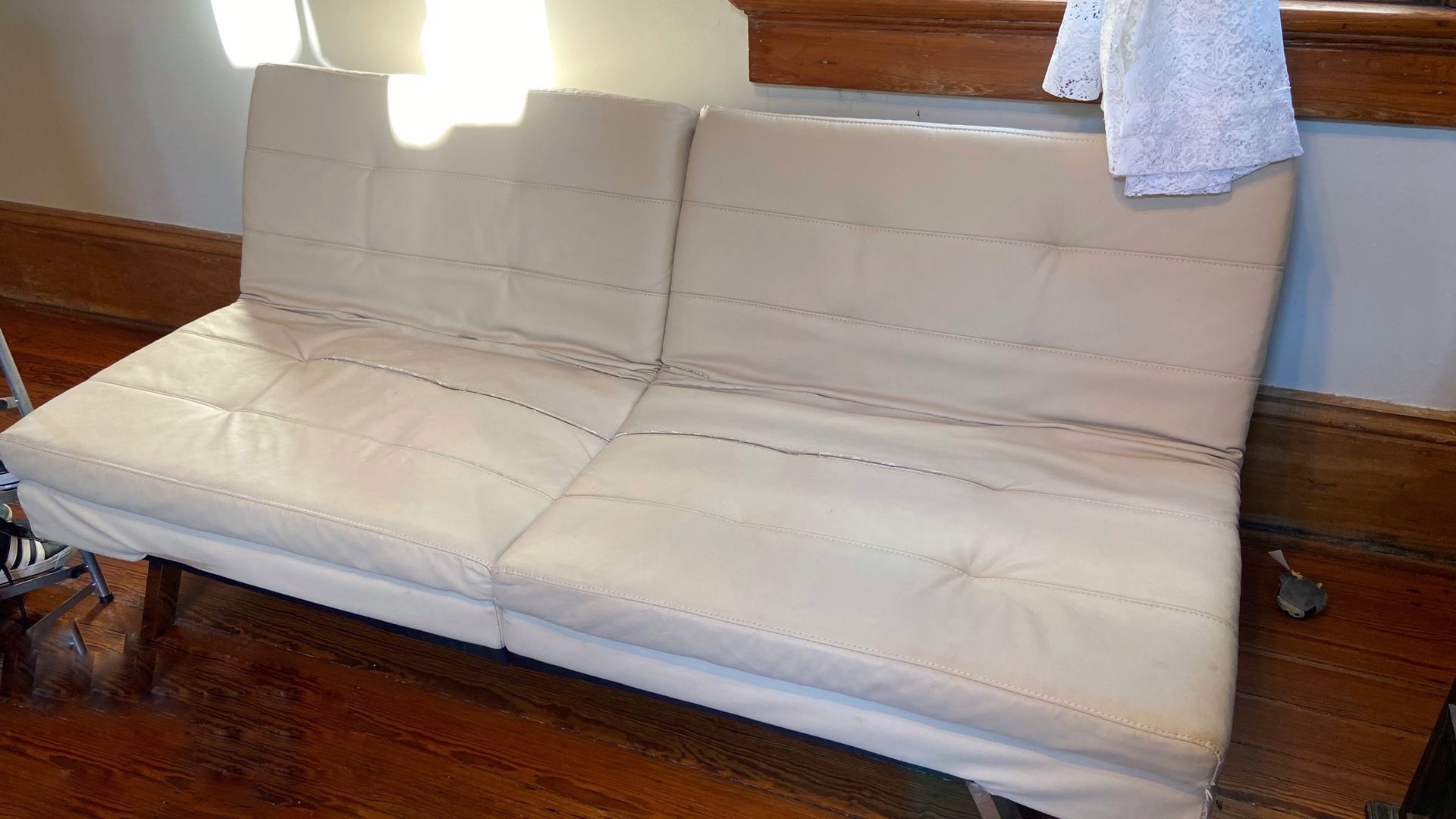 White Leather Futon For Sale