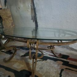 mid-century French wrought iron and glass coffee table. 