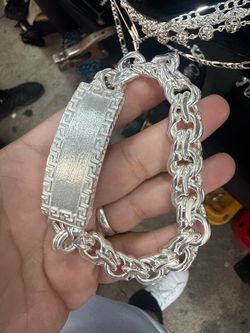 925 Silver Bracelet Greek Lock Chino Link  15MM 8inches 86 grams