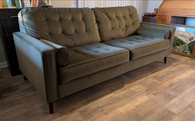 Mid-Century Modern Tufted Velvet Sofa