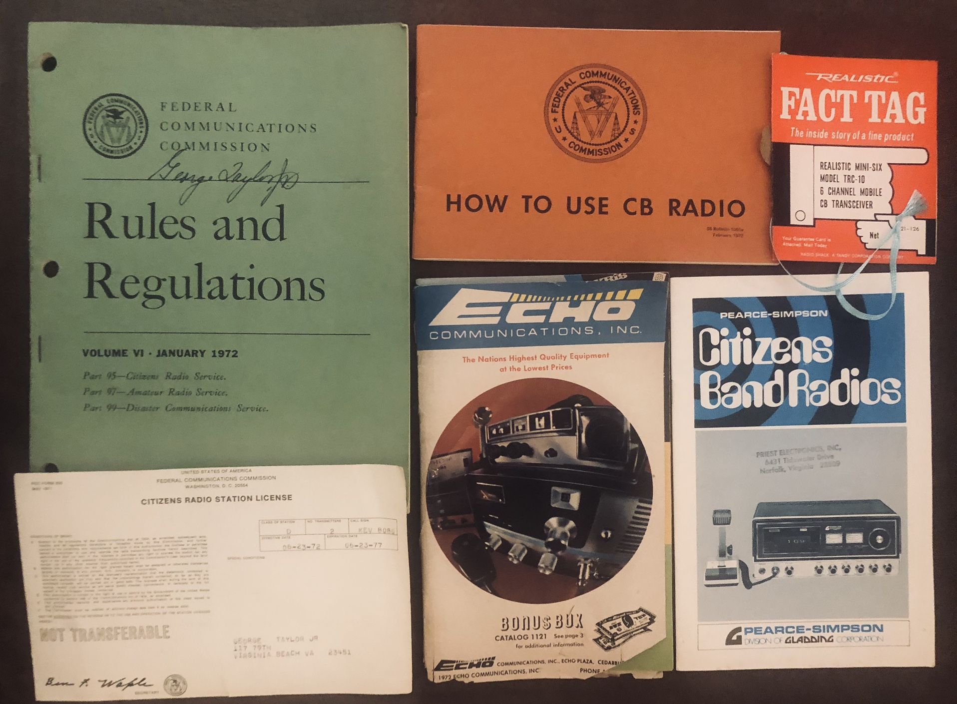 6 Piece Vintage CB Radio Rules-Sale Brochure-License-+++ 1970s GC