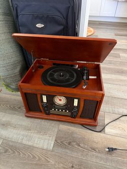 Wooden Record Player w/ Remote