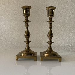 Solid Brass Candle Holders Square Base