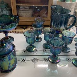 Carnival Blue Glass Set